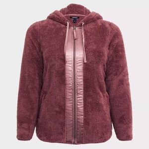 Plush Hooded Jacket in Mauve
